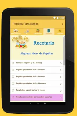 Papillas para bebés (Recetas) android App screenshot 0